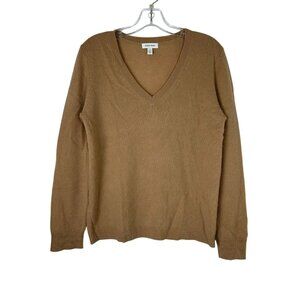 Nordstrom Women's 100% Cashmere V-Neck Sweater Size Medium Brown Pullover